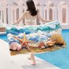 1pc Microfiber Beach Towel - Oversized Lightweight Quick-Dry Sand-Free Absorbent, Vibrant Starfish & Seashells Watercolor Design