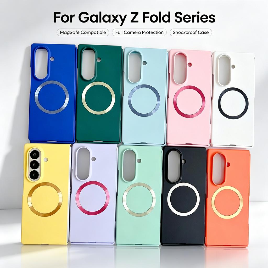 Magnetic Color Skin Feel PC Case for Samsung Galaxy Z Fold 8 Ultra 7 6 5 for Magsafe Wireless Charging Screen Film Protect Cover