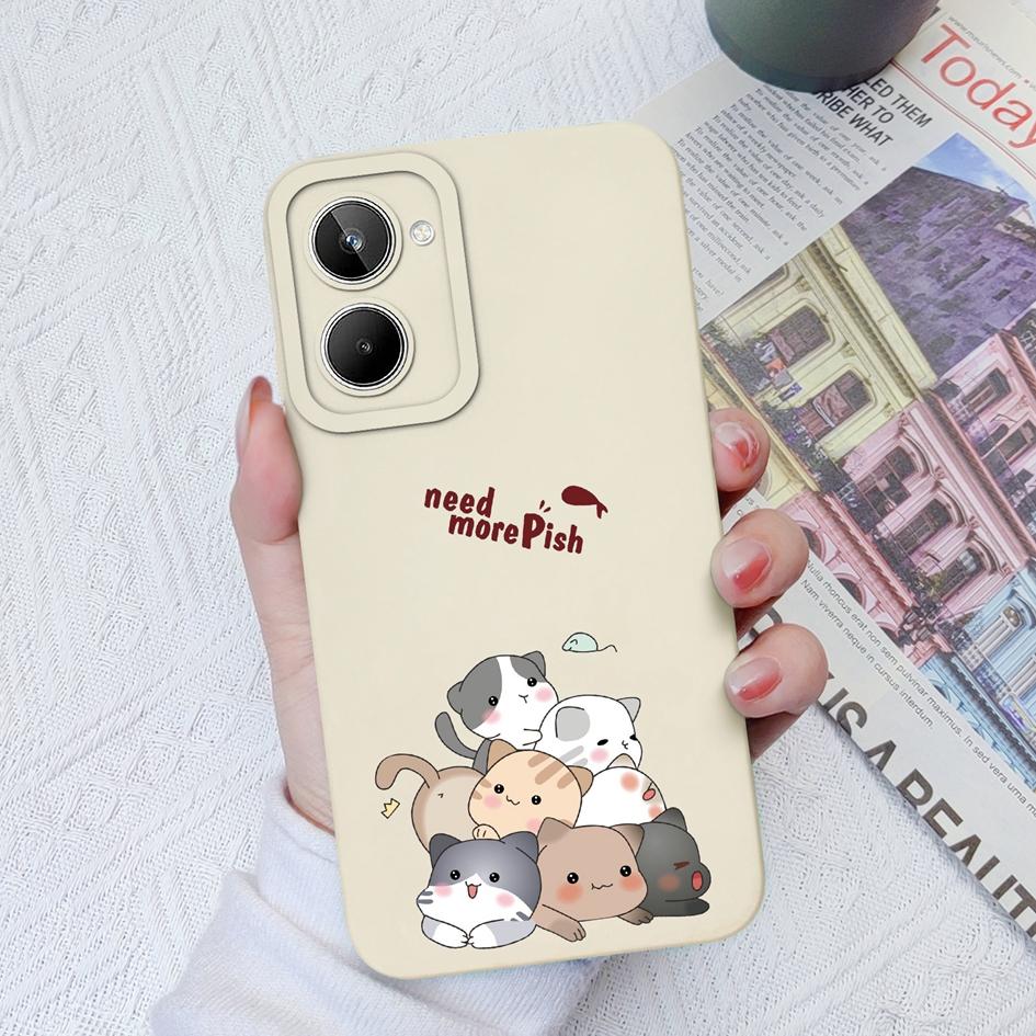Für Realme 9 10 Pro+ Plus 5 6 7 8 Pro Fall Abdeckung Nette Katze Schutzhülle Platz Flüssigkeit Weiche Silikon stoßstange Für OPPO Realme 2 5i 6i 8i 9i Fundas Coque