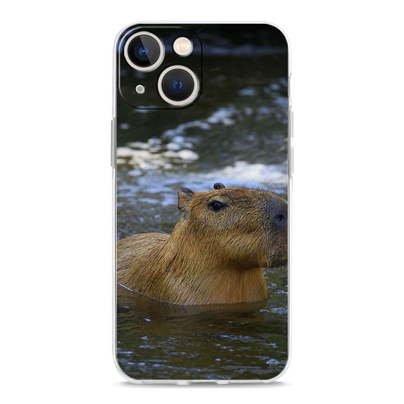 Cute Capybara Luxury Transparent Phone Case For iPhone 15 16 14 13 12 11 Pro Max XS X XR SE 7 8 Plus Clear Lens Protect Cover