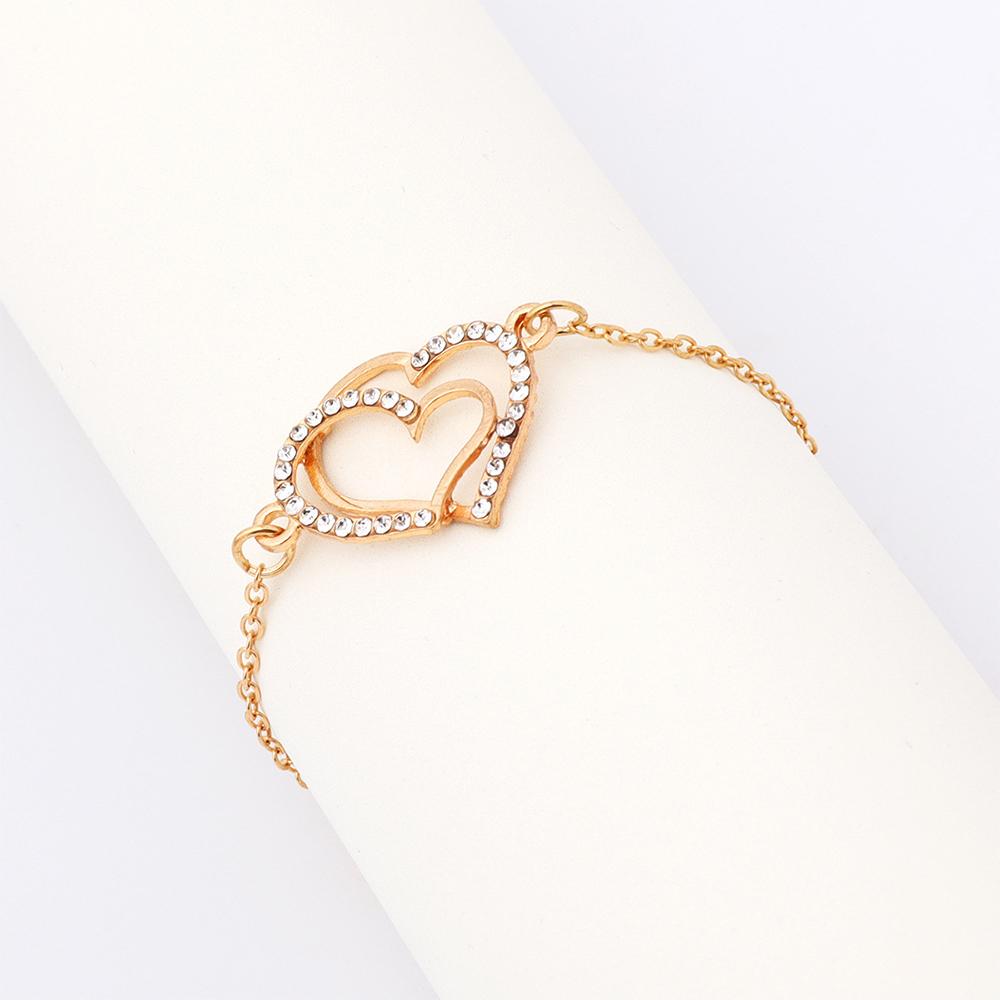 4-teiliges Damen Zirkon Set Kreatives Doppelherz Diamant Halskette Halskette Halskette Mit Hochwertigem Gefühl Ohrringe Armband Zirkon