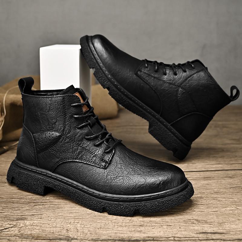 FashionPunk Style Motorcycle Boots for Men Retro Style Leather Male Sneakers Fashion Brand Men Casual Shoes Comfortable Man Ankle Boots