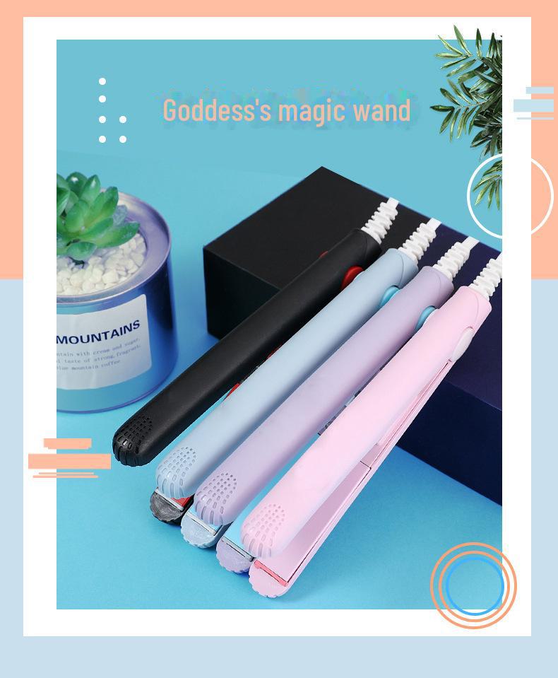 Dual-Purpose Student Mini Plywood Hair Curler & Straightener