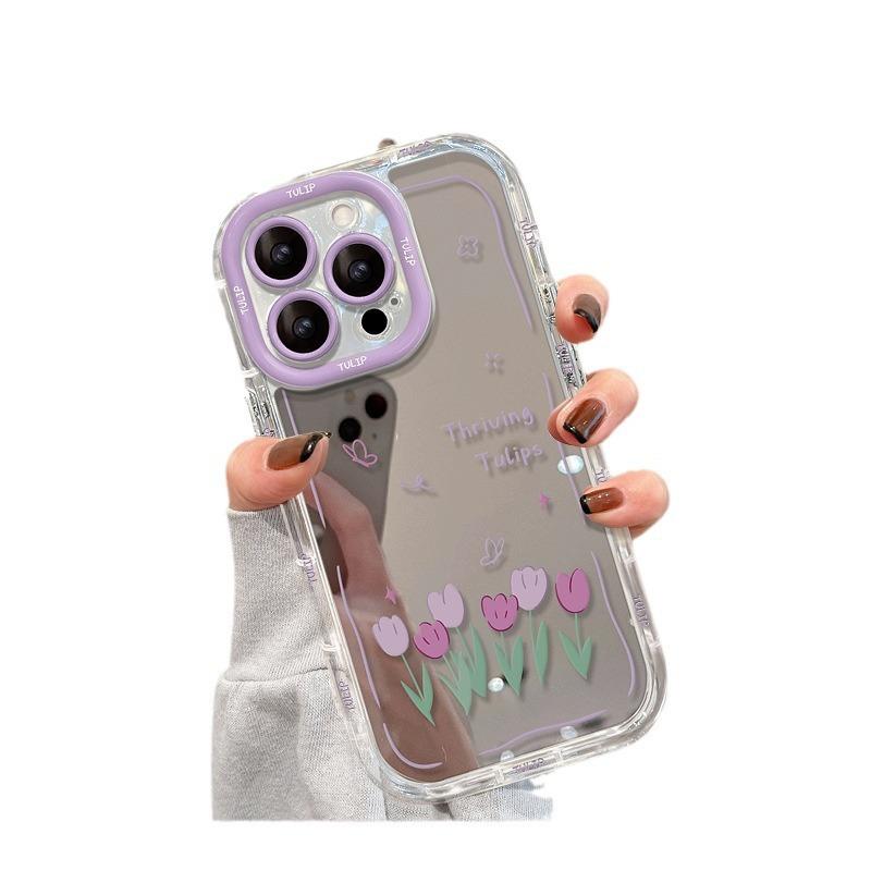 

Масляная живопись Тюльпаны Подходит для 16promax Чехол для iPhone Iphone14/13 Прозрачный 12 Зеркальный Xs/15 Apple 16e