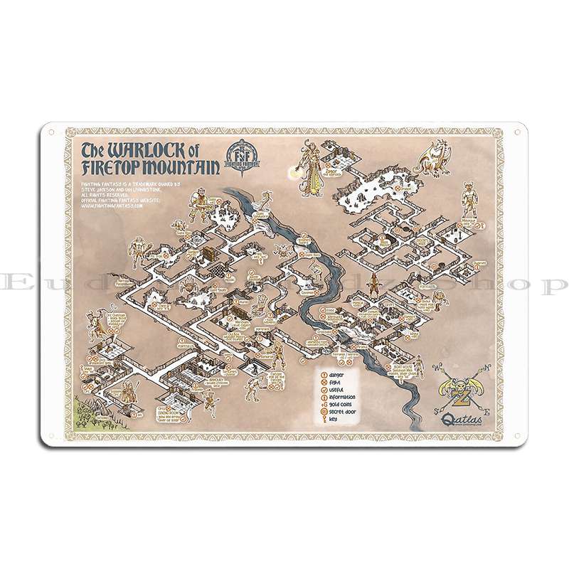 

Fighting Fantasy The Warlock Of Firetop Mountain Gamebook Map Metal Signs Vintage Designing Custom Wall Decor Tin Sign Poster 30x40cm(11.8x15.7inch)