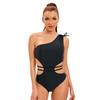 Solid Color Hollow-out Strap One-piece Swimsuit Women's Shoulder Backless Swimsuit