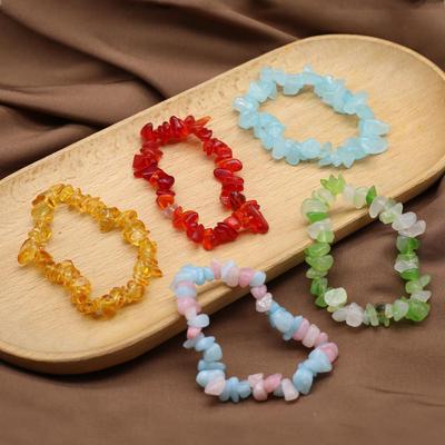 New Style Women Bracelet Natural Stone Aquamarine/Green Agates Gravel Bracelet For Women Birthday Lucky Gifts Chain 18 CM