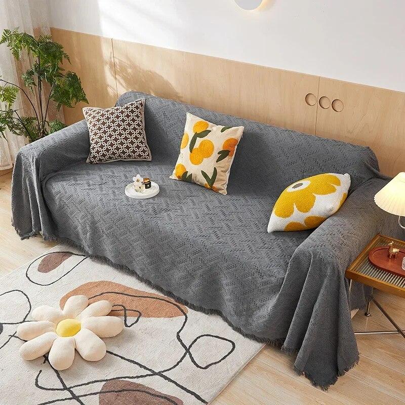 Nordisk Dobbeltsofa pledd Matte Ins Minimalistisk Sklisikker Ensfarget Sofahåndkle Dobbelsidig Helårig Sofatrekk