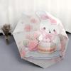1pc Cake and Cute Bunny Automatic 3-Fold Fashion Umbrella Design, Cute Cartoon Pattern, Portable Outdoor Umbrella, Perfect, Holiday Gift for Disney Fa