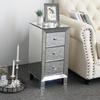 Modern And Contemporary Mirrored 3-Drawers Nightstand Bedside Table Bedroom Furniture