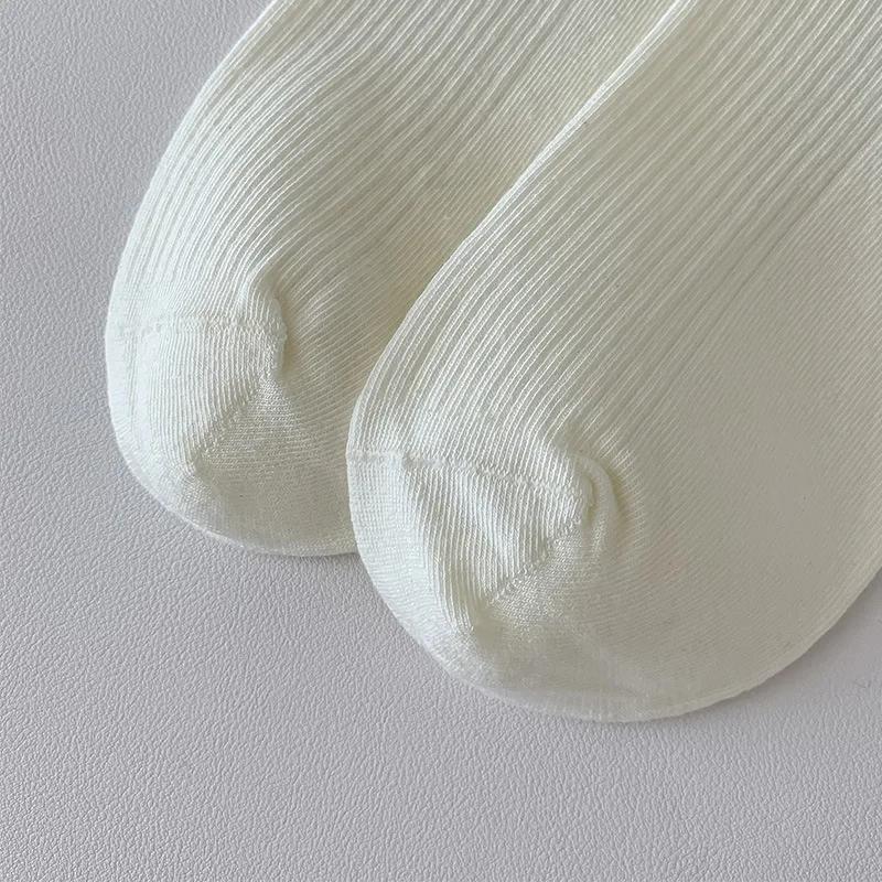 Fashion Girls Lolita Kawaii Cute Middle Tube Socks Sox Sweet Solid Color Black White Gray Long Socks Ruffle Socks Women