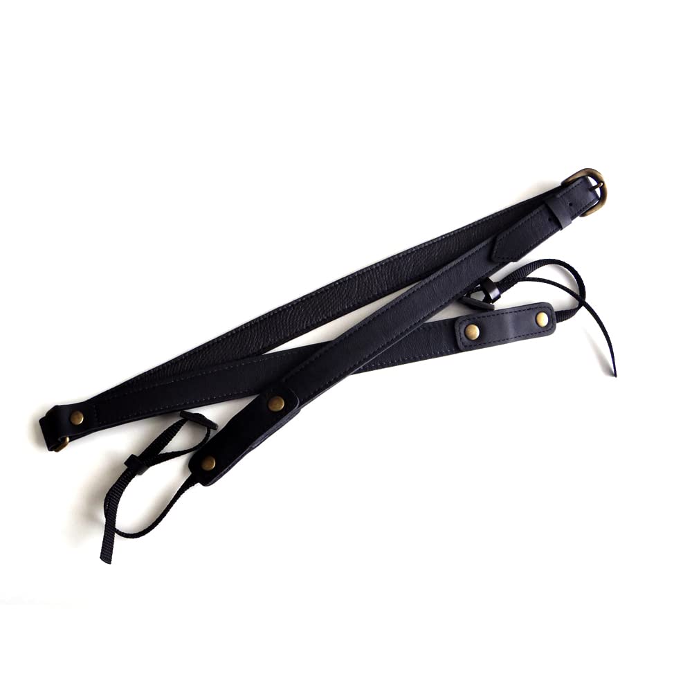 leather camera strap made by a domestic bag shop Dress-up (compact black)
