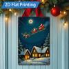 D FLAT Pc Metal Sign Christmas Santa Sleigh Snowy Village Metal Wall Art