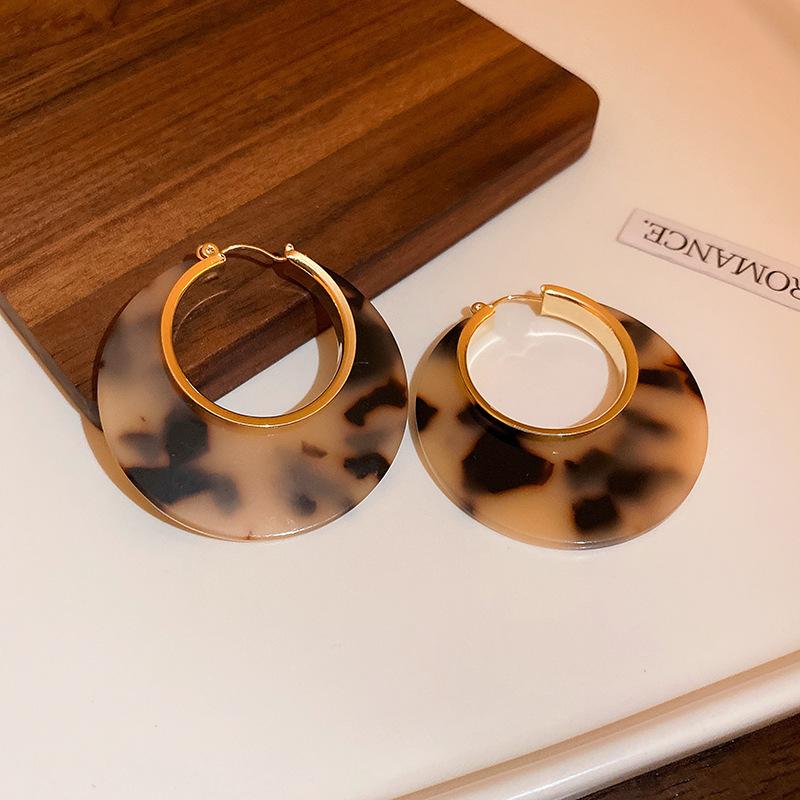 Maillard coffee color oval earrings niche simple versatile stud earrings fashion temperament high sense earrings women