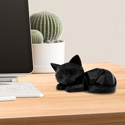 Yousheng 3D Printed Cat Figurine Minimalist Sleeping Black Cat Ornament Office Desktop Pet for Home Desk Car Dashboard Decor