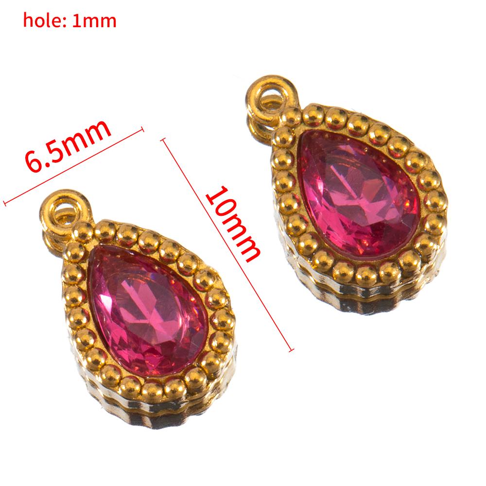 

10pcs Stainless Steel Colorful Rhinestone Waterdrop Charms for Earrings Pendant Necklace DIY Jewelry Making Clothing Accessories 10pcs
