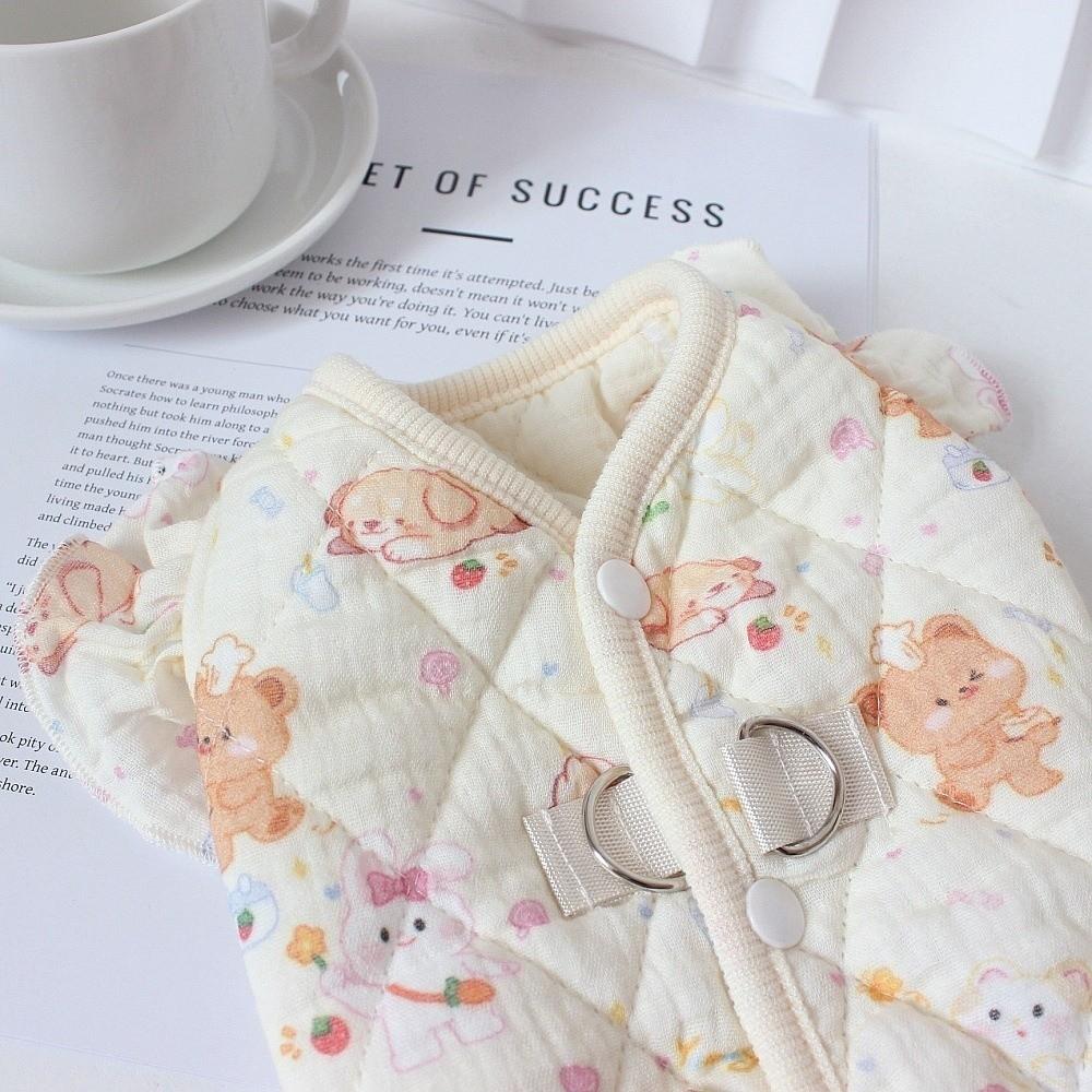 Cartoon Print Dog Coat Thickened Pet Warm Jacket Warm Pet Cotton Vest  Outdoor Photography