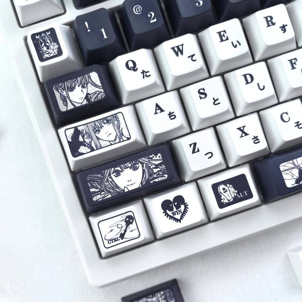 MAIMOOO Makima Keycaps Korean Russian Cherry Moa Pbt Thermal Sublimation Customized Keyboard KeysCaps Black And White