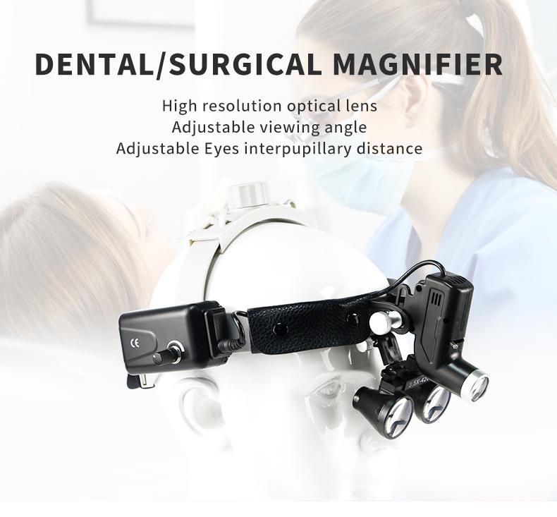 Dental & Medical Head-Mounted Magnifier with 5W Strong Light for Surgery and Orthopedics