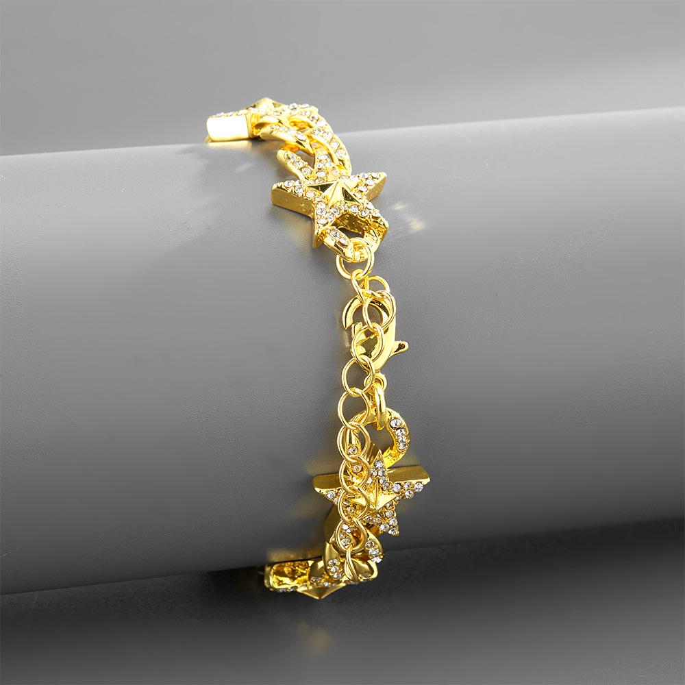 European & American Fashion Niche Star Necklace - Rhinestone Cuban Chain Street Style Versatile Design