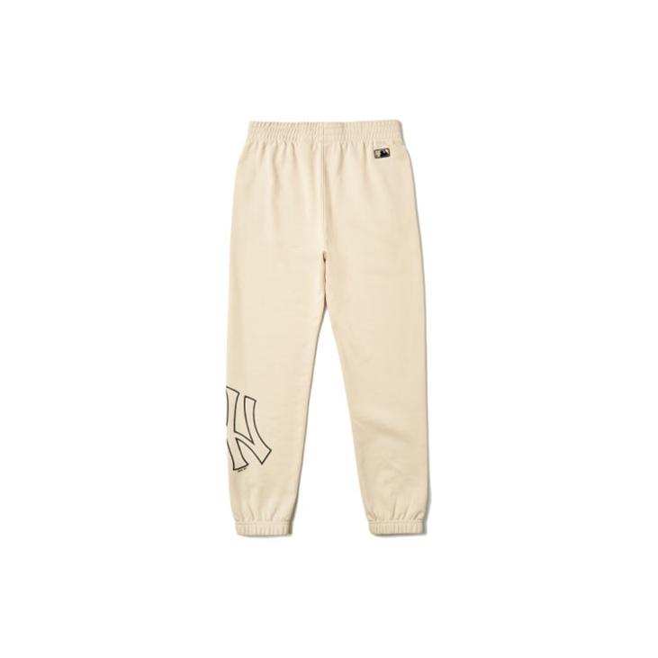 MLB Basic Logo Letter Print Loose Knit Sweatpants Unisex pants Beige 3ATPB0214-50BGL