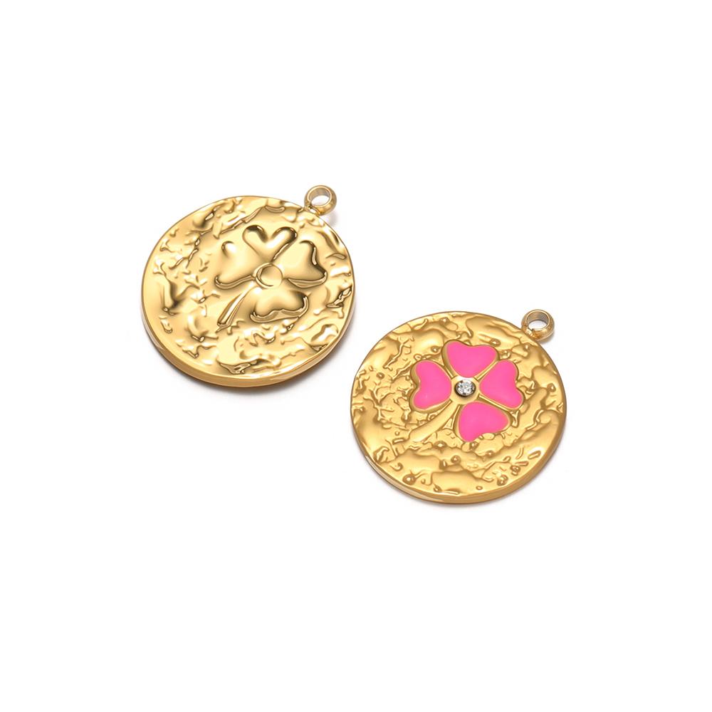 5Pcs Stainless Steel 16mm Flower Enamel Heart Charms for DIY Jewelry Women Necklace Findings Bracelet Supplies Earrings Making