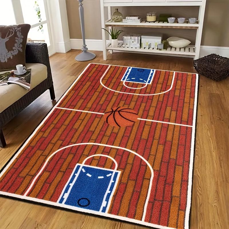 Green Soccer Field Football Print Large Area Rug Soft Flannel Non Slip Floor Carpet for Kids Playroom Living Room Sports Home