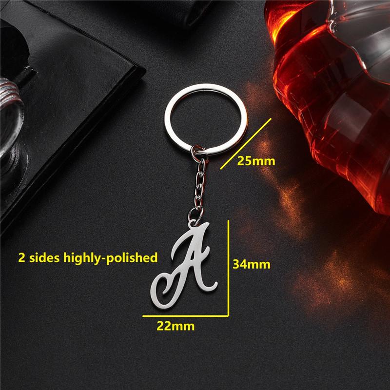 Fashion DIY A-Z Initials Metal Keychains Holder Pendent Key Chain Women Car Key Ring Simple Letter Name Keyrings Party Gift