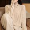 Half-high Neck Hollow Large Wavy Cardigan for Women In Autumn and Winter Loose and Versatile Knitted Base Shirt Skin-friendly Long-sleeved Sweater