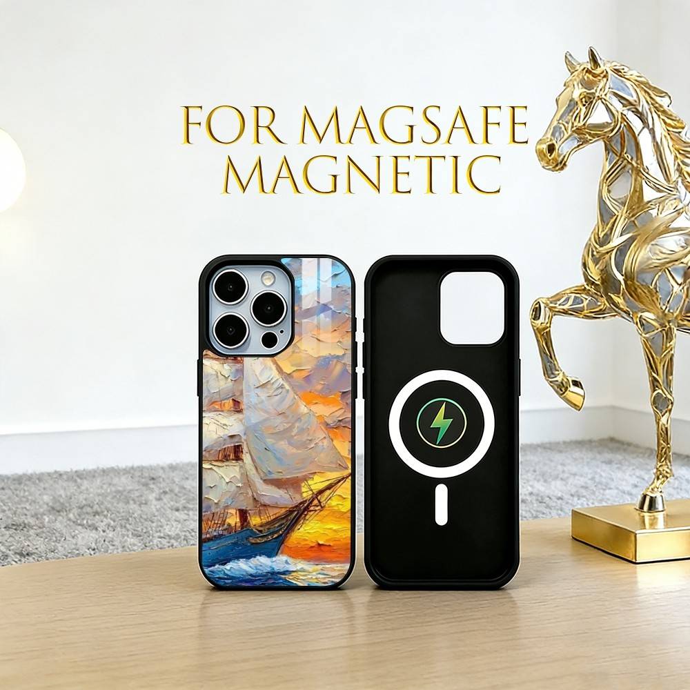 Oil painting sailboat Phone Case For iPhone17,16,15,14,13,12,11 Plus,Pro Magnetic For Magsafe Wireless Charging