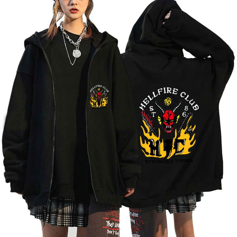 

Anime Hellfire Club Pattern Zipper Hoodies Harajuku Women Women s Hooded Sweatshirt Winter Fashion Casual Fleece Unisex Zipper Jacket XXS чорний