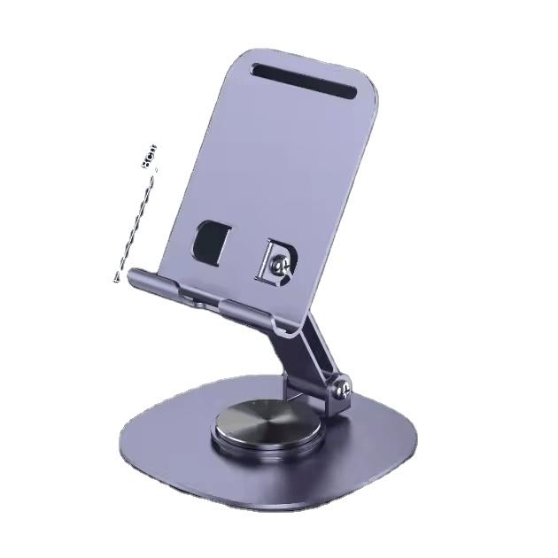 Hot Selling Rotating Phone Stand Adjustable Foldable Desktop Holder Video Shooting Supports iPad Mobile Universal Smartphone Manual clip фиолетовый