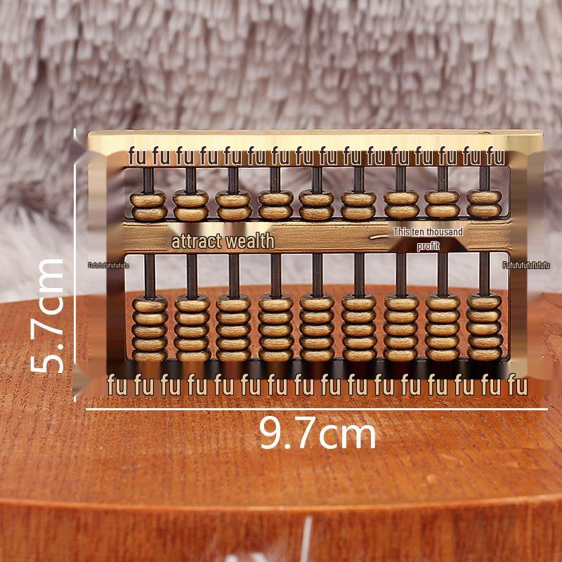 Brass Abacus Wealth-Attracting Antique with Fu Character and Coin Collection Ornaments.