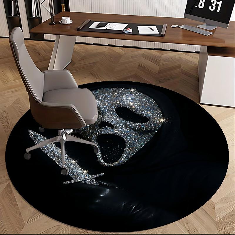 Diamond Encrusted Ghostface Chair Mat Round Carpet for Home Decor, Office Flooring, Gift Idea for Any Room0218b