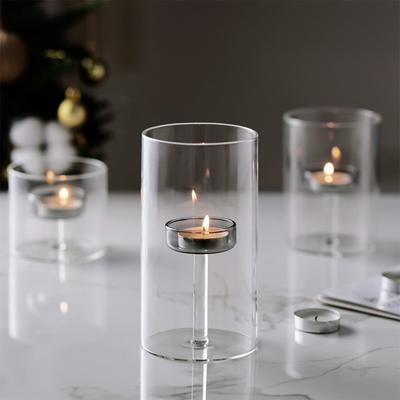 INS European-style Glass Candle Holder Heat-resistant Transparent Candlestick Solid Base Table Centerpiece Wedding