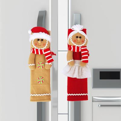 2 Pièces Noël Poignées de Réfrigérateur Housse Homme en Pain d'Épices Housse Poignées d'Armoire Décoration Appareils de Cuisine