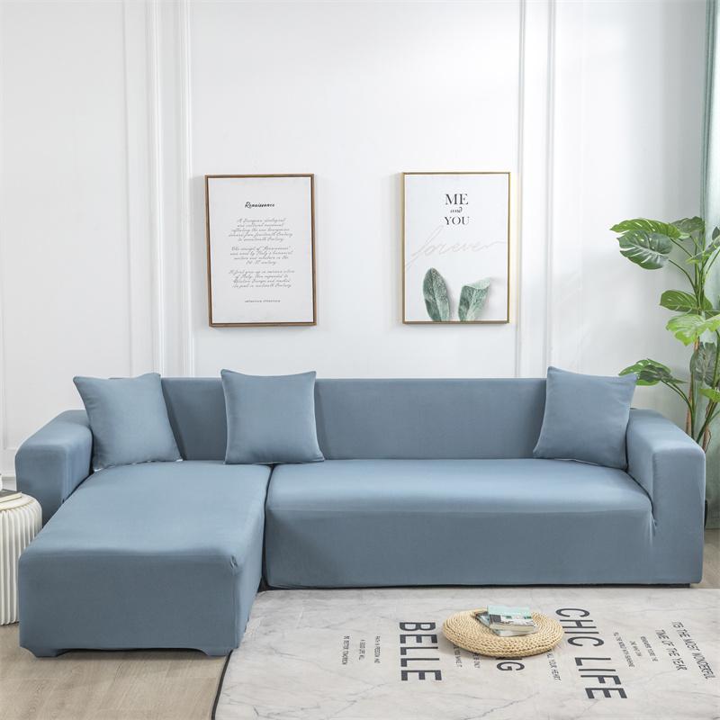 Solid Color Sofa Covers for Living Room Elastic Corner Couch Cover L Shaped Chaise Longue Slipcovers Chair Protector Home Decor