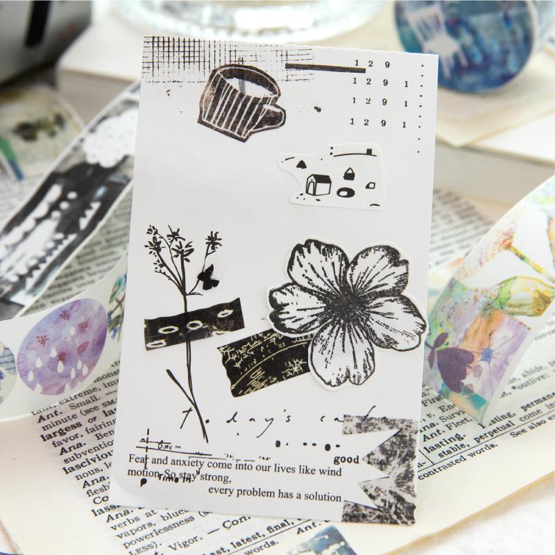 2m/roll Ins Die Cut Washi Sticker Tape Creative Collage Decorative Planner Handbook DIY Diary Scrapbook Stationery Sticker