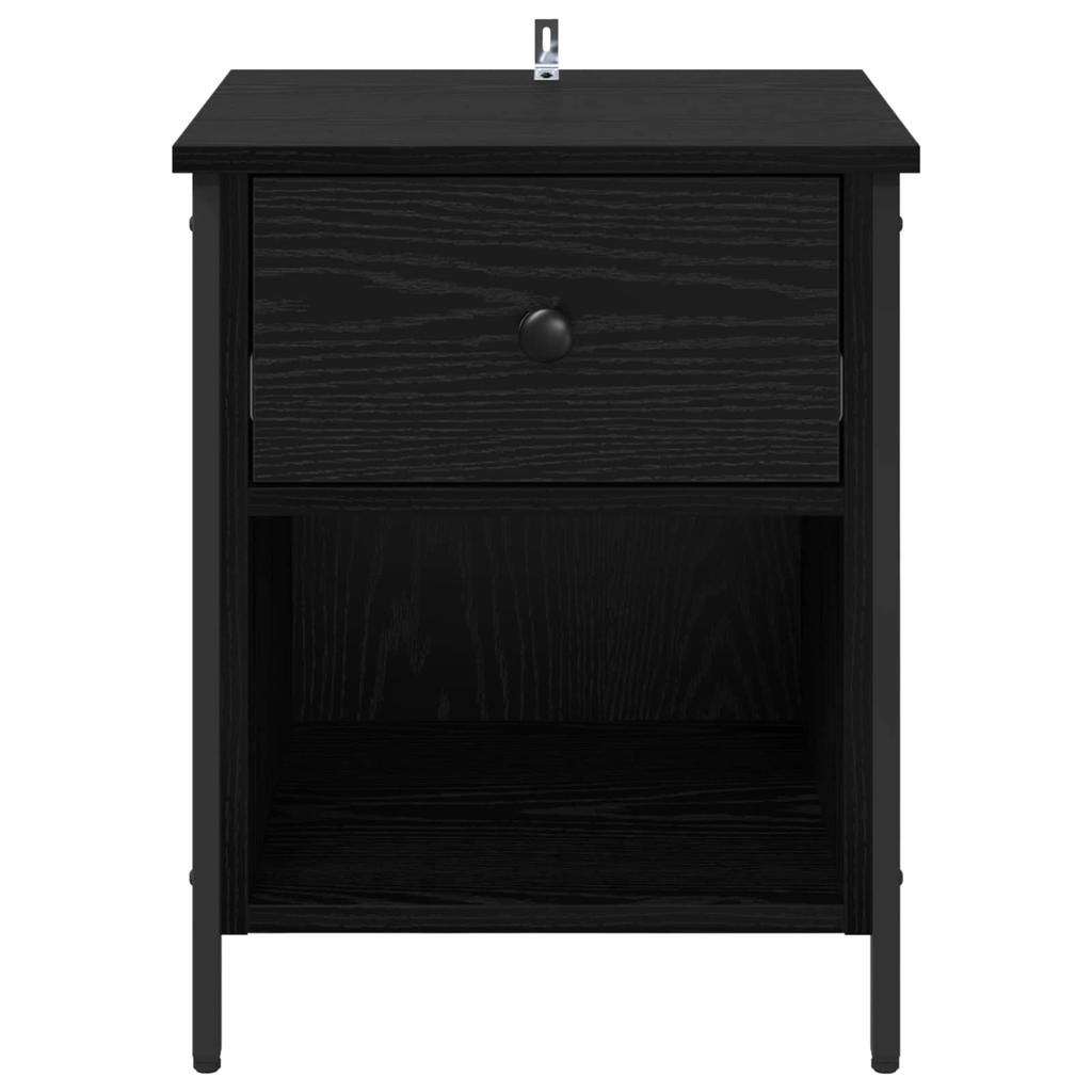 Nightstand Black Oak Effect 40 X 42 X 50 Cm Wood Based Panel