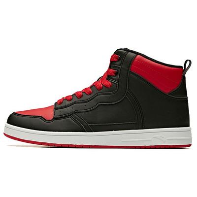 Lifestyle Series Synthetic Leather High-Top Skate Shoes Men Sneakers Black Red 91948088-3