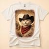 Cowboy Katze T-Shirt, Katze Meme Grafik T-Shirt, Vintage Katzenliebhaber T-Shirt, Lustiges Katzen Meme T-Shirt, Alternative Katzen T-Shirts, Geschenk für Katzenvater, Katzenmama T-Shirt, Gen Z Humor