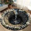 3D Steinhöhle Visuelles Design Muster Runder Teppich, Rutschfeste Bodenmatte für Wohnzimmer, Schlafzimmer, Badezimmer, Ferienhaus Dekoration