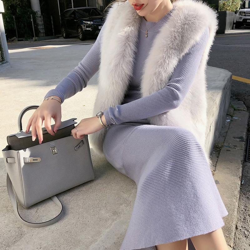 Haining fur vest women's new autumn and winter Korean version mink fur jacket fur integrated imitation fox fur vest