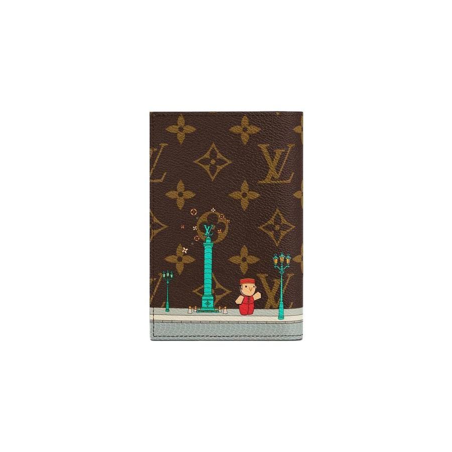 Louis Vuitton Christmas Limited Edition Passport Cover Monogram Graffiti Folded Leather Wallet Card Holder Women Wallet Brown M81635