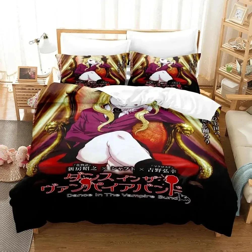 Anime Dance In The Vampire Bund Duvet Cover Bed Set King Queen Size Boys Adult Quilt Cover Pillowcase Comforter