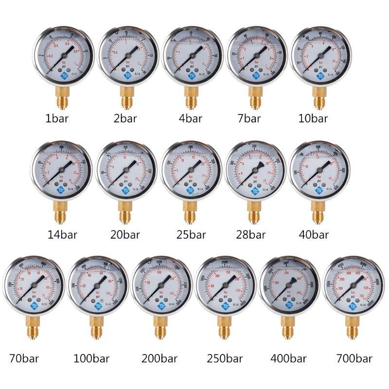 1/4 BSP Pressure Compound Vacuum Gauge Glycerine Filled Gauges 68mm Dial Vac To 10000 Psi Bottom Mount