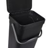 Black Hanging Cabinet Waste Bin with Lid and Handle 10L