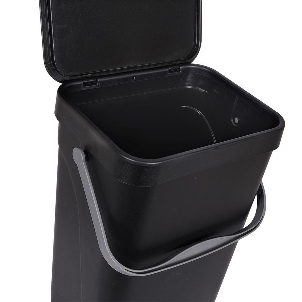 Black Hanging Cabinet Waste Bin with Lid and Handle 10L