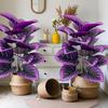2 Large Outdoor Artificial Violet Combination Sets, with A Total of 24 Realistic Four Season Purple Large Leaves - Multifunctional Indoor/Outdoor Use