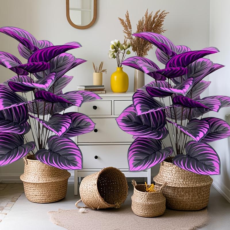 2 Large Outdoor Artificial Violet Combination Sets, with A Total of 24 Realistic Four Season Purple Large Leaves - Multifunctional Indoor/Outdoor Use